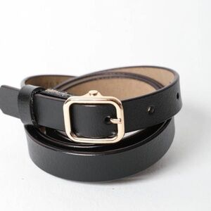 Black Classic Skinny Leather Fashion Belt